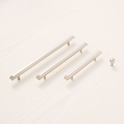 Cabinet hardware | West Elm Flat Front Cabinets, Modern Drawer Pulls, Modern Cabinet Hardware, West Elm Kids, Shop Cabinets, Modern Cabinet, Cabinets Drawers, Brushed Nickel Hardware, Email Branding