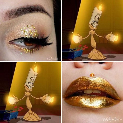 Lumiere Beauty And The Beast, Cinderella Makeup, Disney Eye Makeup, Disney Inspired Makeup, Disney Eyes, Disney Makeup, Belle Beauty, Collage Ideas, Professional Makeup Artist