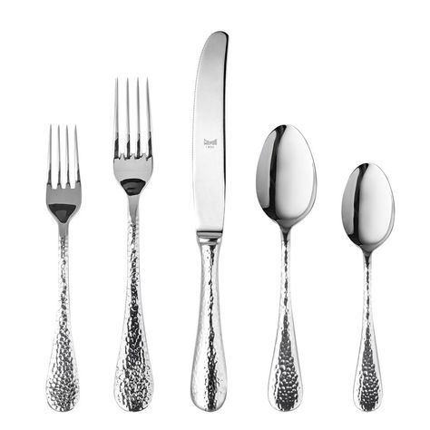 MEPRA 5 Piece 18/10 Stainless Steel Flatware Set, Service for 1 | Perigold Hammered Flatware, Table Knife, Stainless Steel Dishwasher, Cutlery Sets, Stainless Steel Cutlery, Stainless Steel Flatware, Serving Set, Place Setting, Flatware Set