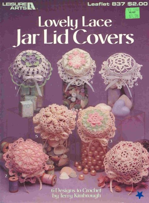 Crochet Jar Covers Lid, Crochet Jars, Lace Jars, Jar Lid Cover, Crochet Jar Covers, 2023 Crochet, Jar Covers, Ripple Stitch, Simply Crochet