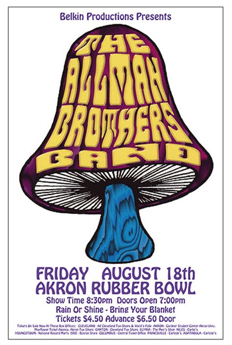 The Allman Brothers Band, Vintage Band Posters, Allman Brothers Band, Vintage Concert Posters, Allman Brothers, Rock Concert, Musical Art, Rock Posters, Vintage Band