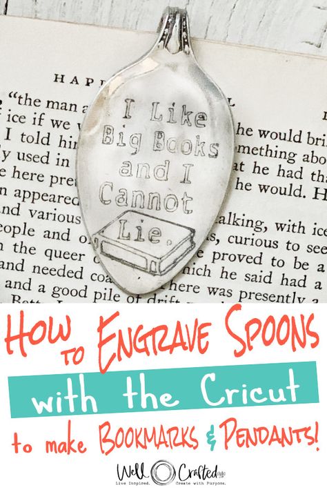 How to Engrave Spoons to Make Bookmarks (with the Cricut Engraving Tool). Cricut Engraving Projects, Cricut Engraving, Engraving Cricut, Make Bookmarks, Cricut Maker Projects, Engraving Projects, Maker Ideas, Stamped Spoons, Engraving Tools