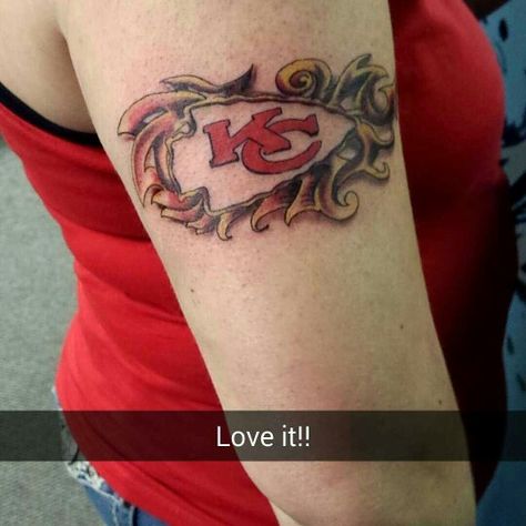 My Chiefs tattoo got at The Inkwell 11/27/15 Chiefs Tattoo For Women, Kc Chiefs Tattoo For Women, Kc Chiefs Tattoo, Kansas City Chiefs Tattoo, Chiefs Tattoo, Chest Tattoo Girl, Neat Tattoos, Favorite Tattoos, Kansas Chiefs