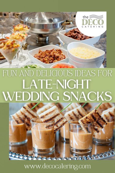 Late-night snacks can be a delightful surprise for your wedding guests! Consider serving gourmet mini sliders, sweet dessert bars, or even a fun cereal station to keep the party going. These 3 ideas for late-night snacks at your wedding will ensure everyone leaves with a smile and a full belly! Ladies Night Snack Ideas, Late Night Wedding Food, Wedding Late Night Snack Ideas, Wedding Snack Ideas, Cereal Station, Late Night Wedding, Wedding Snack, Mini Sliders, Wedding Snacks