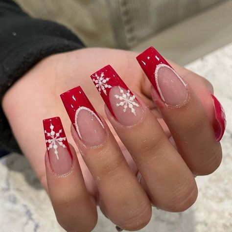 Winter Nails Short - Who doesn't enjoy getting an awesome offer from leading brands. Click to find out more TODAY! Christmas Design Nails Acrylic, Nails Acrylic For Christmas, Red Christmas Nails Acrylic Short, Acrylic Nails Ideas Christmas, Red French Tip Nails Christmas, Acrylic Nail Designs Christmas, Cristhmas Nails, Chrostmas Nails, Cute Nails Winter