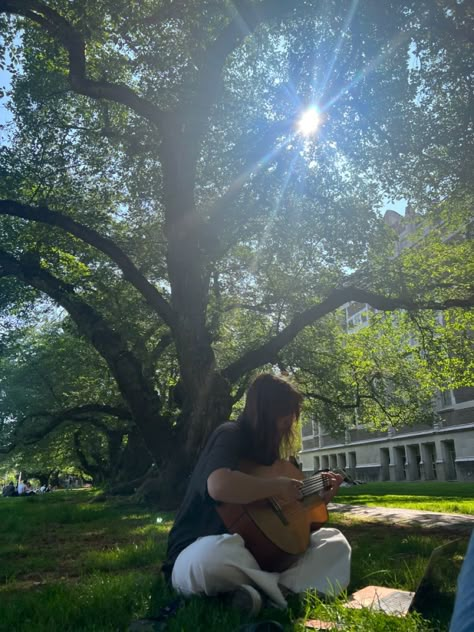 Photos Outside, Playing Music Aesthetic, Guitar Acoustic Aesthetic, Acoustic Aesthetic, Playing The Guitar, Playing The Guitar Aesthetic, Playing Instrument Aesthetic, Playing Outside, Learning Guitar Aesthetic