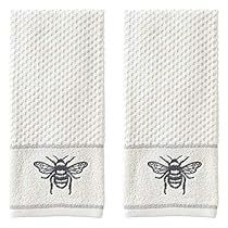 Bee Shop, Honey Bee Decor, White Hand Towels, Decorative Hand Towels, Cotton Hand Towels, Bee Decor, Decorative Towels, Shower Curtain Hooks, Bee Design