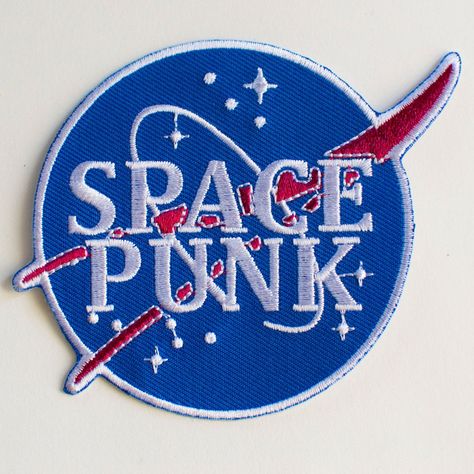 Space Punk Embroidered Patch - NASA style - Iron on - Punk Jean Jacket, Nasa Punk, Punk Graphic Design, Punk Photoshoot, Space Patches, Accessories For Room, Space Punk, Clothing Illustration, Space Patch