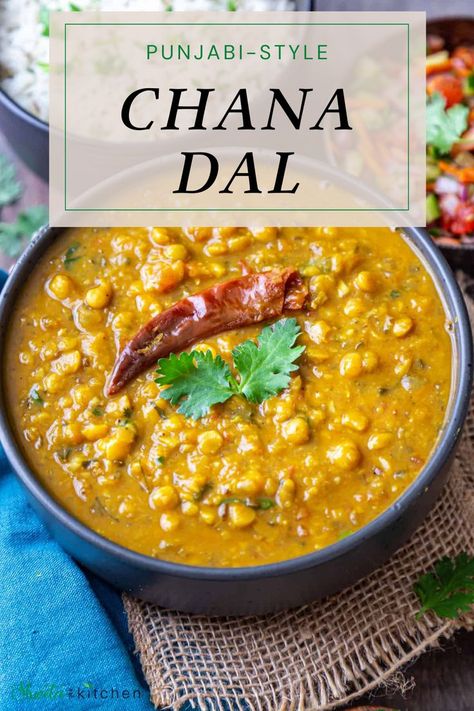 Chana Dal is an easy healthy Indian lentil dish made with split chickpeas, onion, tomatoes, ginger, garlic, herbs, and spices. It is vegan gluten-free, and so easy to make. This delicious Chana dal recipe pairs perfectly with roti, naan, or rice and makes a nutritious, protein-packed, hearty, and comforting meal. Chana Dahl Recipe, Lentil Indian Recipes, Channa Dal Recipes, Dal Recipe Indian Easy, Chickpea Dal, Chana Dal Recipes, Indian Lentil Recipes, Dahl Recipes, Dal Recipe Indian