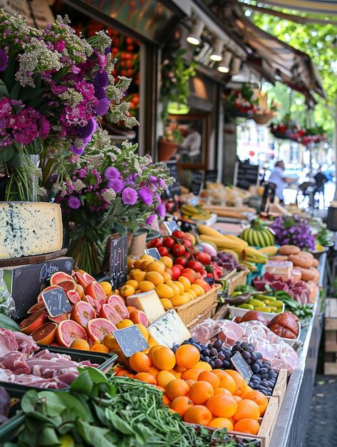 This vibrant farmer's market in Paris showcases an array of fresh produce, from colorful fruits and crisp vegetables to artisanal cheeses. These markets are the heart of French cooking, providing both locals and tourists with the finest ingredients for authentic recipes. Discover the flavors of France by incorporating these fresh elements into your culinary creations. #FrenchCuisine #FarmersMarket #CookingWithLove 🧀🍇🥕 Fresh Fruit Market, Spring Fruits In Season, Fresh Fruits Aesthetic, Farmers Market Vision Board, Vision Board Farmers Market, Farmers Markets Aesthetic, Fresh Market Aesthetic, Farmers Market Vegetables, Farmer’s Market Aesthetic