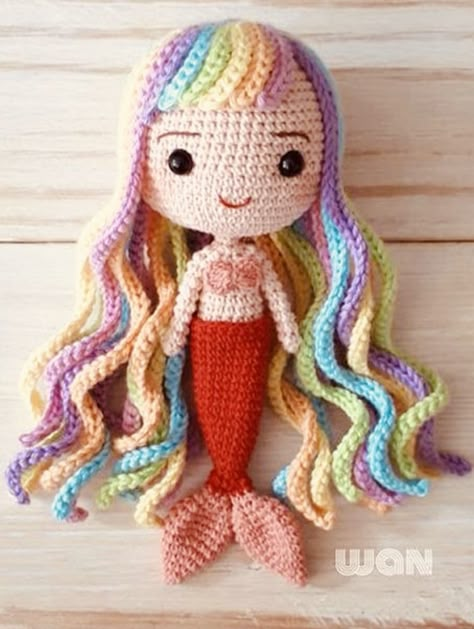 Mermaid Amigurumi Free Pattern, Crochet Plushie Patterns, Mermaid Amigurumi, Butterfly Step By Step, Mermaid Crochet Pattern, Butterfly Tutorial, Crochet Doll Tutorial, Crochet Plushie, Crochet Disney