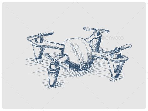 Quadrocopter Drone Hand Drawn Blue Sketch Vector Drone Sketch, Blue Sketch, Figure Sketching, Old Hands, Blue Style, Drones, Cute Drawings, Hand Drawn, Vector Illustration