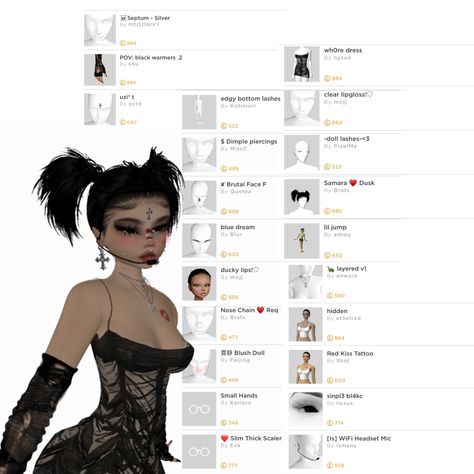 Imvu Body Scales Ideas, Imvu Heads Names, Imvu Avi Ideas, Cara Membuat Slime, Outfit Ideas Goth, Imvu Fits, Imvu Avi, Emo Fits, Imvu Outfits