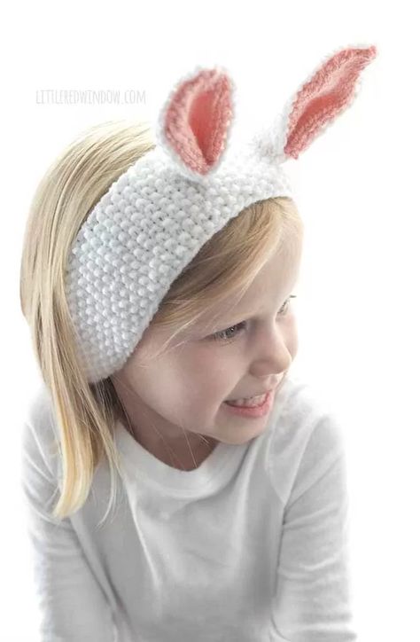 Baby Bunny Ears Headband Knitting Pattern - Little Red Window Beanie Diy, Baby Bunny Ears, Easter Bunny Ears Headband, Headband Knitting Pattern, Kids Hats Patterns, Headband Knitting, Ears Hat, Easter Dolls, Double Pointed Knitting Needles