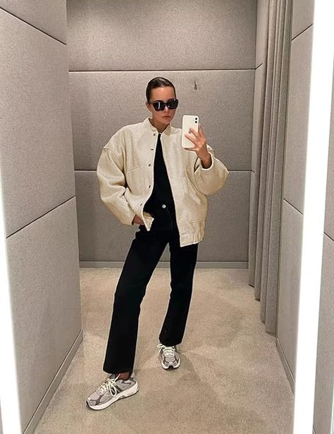 Athlisan Womens Oversized Wool Blend Bomber Jacket Casual Button Down Varsity Jacket with Pockets Elegante Casual, Pocket Jacket, Long Sleeves Coats, Mode Inspo, Solid Clothes, 가을 패션, Casual Coat, Jeans Boyfriend, Looks Style