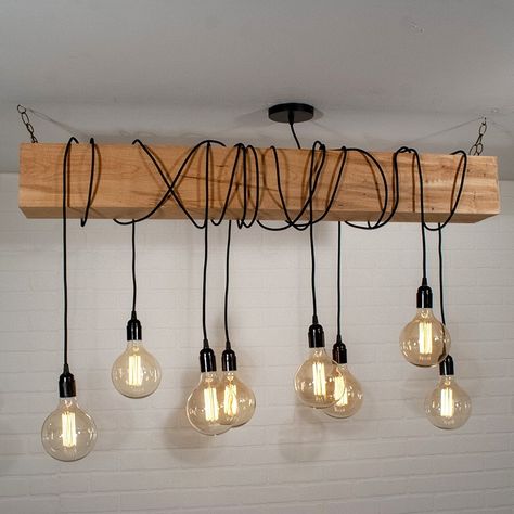 Wood Beam Chandelier, Edison Bulb Pendant Light, Beam Chandelier, Modern Farmhouse Light Fixtures, Edison Lights, Brown W Highlights, Wood Lighting, Modern Farmhouse Lighting, Living Room Light Fixtures