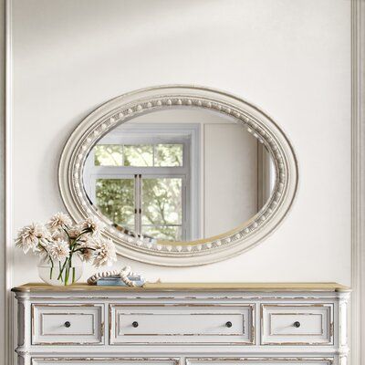 Oval Wall Decor, Decorate Top Of Dresser, Old Mirror Ideas, Modern French Country Decorating, Farmhouse Chic Living Room, Refurbished Items, Cream Mirror, French Country Mirrors, French Library