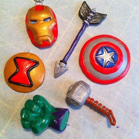 The Avengers Pendants by Geisha-Neko.deviantart.com on @deviantART Beads Of Courage, Thor The Dark World, Captain America The Winter Soldier, Nerd Crafts, Clay Keychain, Dark World, Stick Art, The Winter Soldier, Polymer Clay Diy