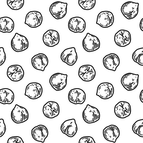 Hand drawn chickpeas seamless pattern. Vector illustration in sketch style Chickpea Drawing, Chickpea Tattoo, Chickpea Illustration, Gary Tattoo, Tattoo Prep, 2024 Tattoo, Food Tattoos, Recipe Drawing, Sketch Style