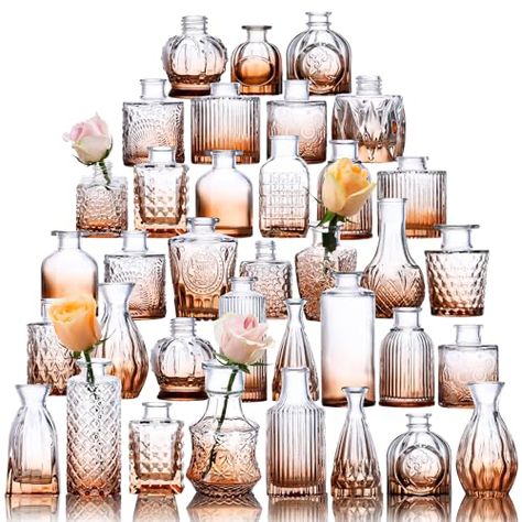 Wedding Decorations Vintage, Table Decor Rustic, Vases For Centerpieces, Vases For Flowers, Home Table Decor, Rustic Wedding Decorations, Small Vases, Vintage Wedding Decorations, Clear Glass Vases