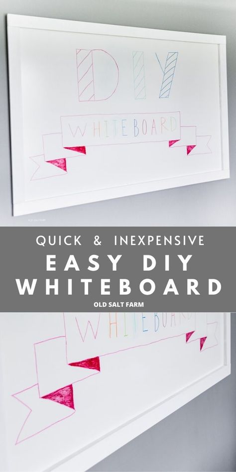 Diy Erase Board, Picture Frame Dry Erase Board Diy, Diy Magnetic Whiteboard, Diy Whiteboard Wall, Playroom Whiteboard, White Board Paint, White Board Ideas, Command Station, Diy Dry Erase Board