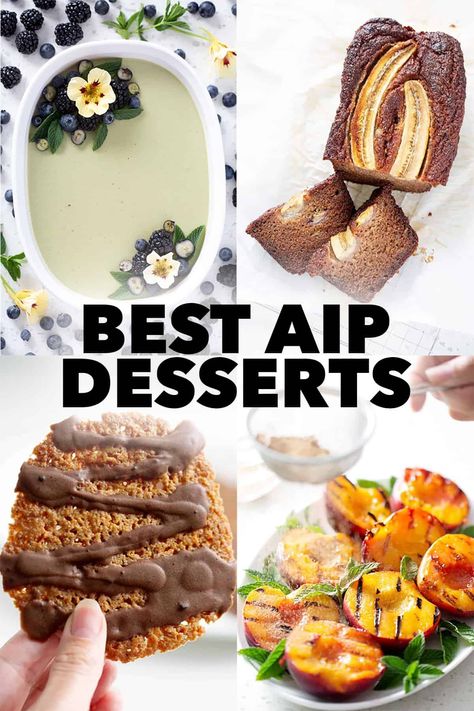 Are you on the AIP diet and craving something sweet? These are the 42 BEST AIP Desserts! There are many options: no bake, without coconut, cookies, cake and so much more. Aip Dessert Recipes, Aip Cake, Aip Sweets, Aip Cookies, Grilled Peaches Recipe, Aip Foods, Autoimmune Diet Recipes, Quick Pickled Vegetables, Inflammation Recipes