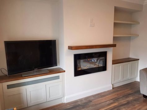 tv units ireland Alcove Tv, Alcove Tv Unit, Alcove Storage Living Room, Built In Tv Unit, Alcove Ideas Living Room, Alcove Ideas, Alcove Units, White Radiator Covers, Alcove Cabinets