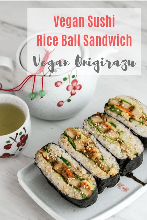 Vegan Sushi Rice, Vegan Onigirazu, Onigirazu Recipe, Vegan Chicken Nuggets, Vegetarian Sushi, Chicken Katsu, Gluten Free Buns, Vegan Rice, Vegan Sushi