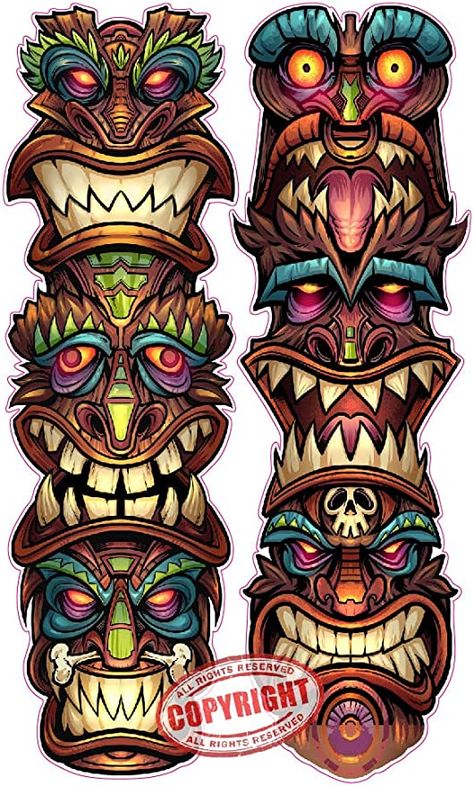 Tiki Tattoo, Tiki Faces, Girl Decals, Tiki Totem, Tiki Art, American Flag Eagle, Tiki Mask, Tiki Torches, Vinyl Wall Art Decals