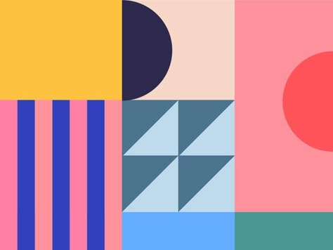 Testing color palette by Lorena G #Design Popular #Dribbble #shots Geometric Graphic Design, Happy Paintings, Color Palette Design, Geometric Graphic, 로고 디자인, Colour Palettes, Geometric Art, Graphic Design Inspiration, Game Design