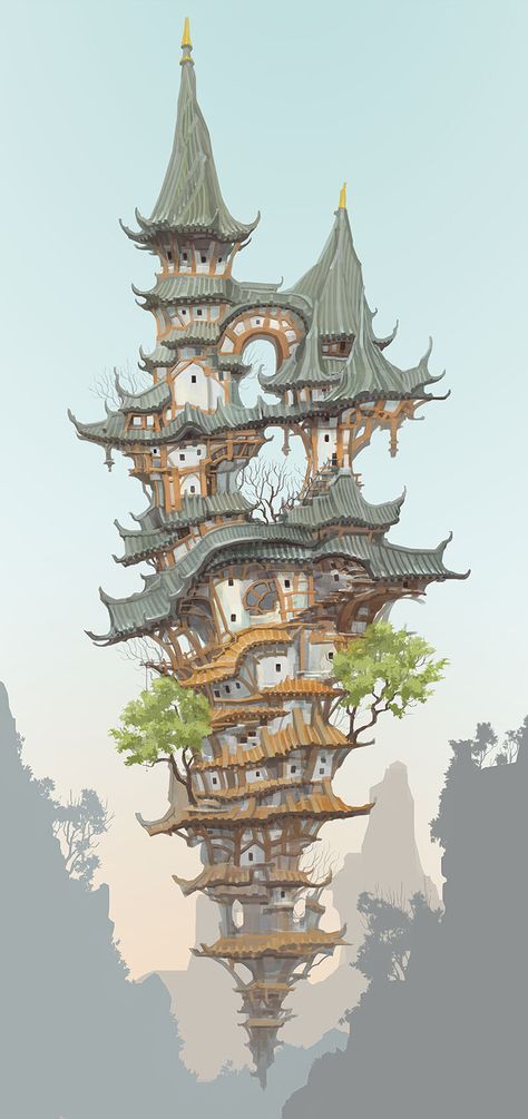 ArtStation - Hemi House_03, min seub Jung Sketch Realistic, Concept Environment, The Art Showcase, Art Showcase, Blood Bowl, Minecraft House, Fantasy House, Fantasy City, Fantasy Castle