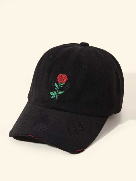 Rose Cap, Moon Logo, Embroidery Baseball, Black Baseball Cap, Rose Embroidery, Black Cap, Black Purses, Cap Design, Custom Hats