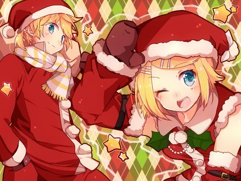 Vocaloid Christmas Icons, Vocaloid Christmas Pfp, Len Kagamine Christmas, Christmas Vocaloid, Vocaloid Christmas, Christmas Pfp Anime, Pfp Winter, Christmas Pfps, Kagamine Twins