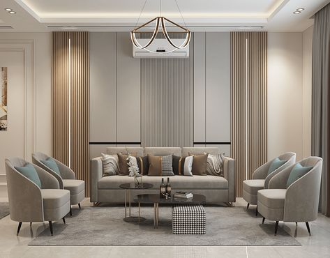 Modern Lobby Interior, Drawing Room Interior Modern, Neoclassic Reception, Classic Luxury Living Room, Minimalist Living Room Apartment, Autumn Living Room, Drawing Room Design, Living Room Wall Designs, Modern Luxury Interior