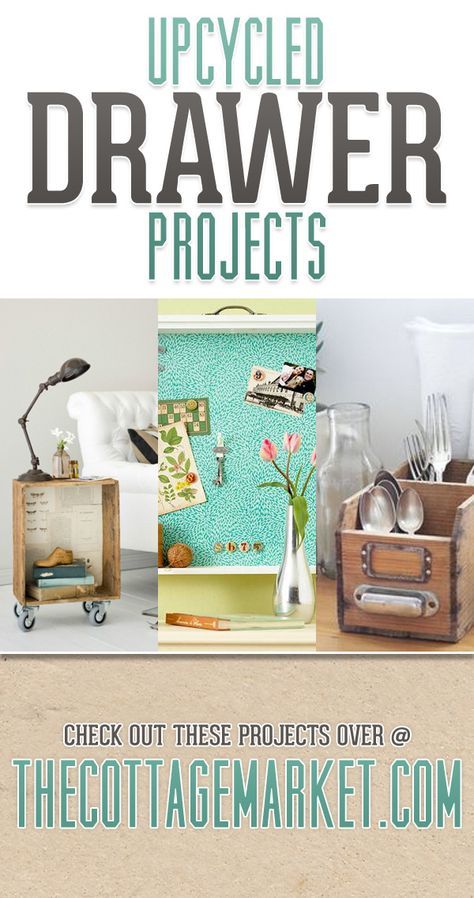 Upcycled Drawer Projects - The Cottage Market #UpcycledDrawerProjects, #DIYDrawerProjects, #UpcyclingDrawers Recycle Drawers Projects, Decorating With Drawers, Upcycling Drawers Ideas, Dresser Drawer Ideas, Drawer Projects, Drawers Repurposed, Wine Crates, Upcycled Furniture Diy, Cottage Market