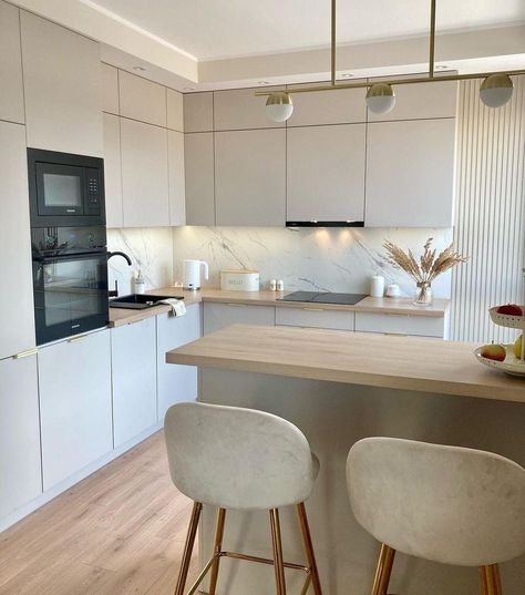 Beige Kitchen, Dream Apartment Decor, Aesthetic Kitchen, Kitchen Room Design, Minimalist Kitchen, Kitchen Colors, Kitchen Style, Home Fashion, Home Decor Kitchen