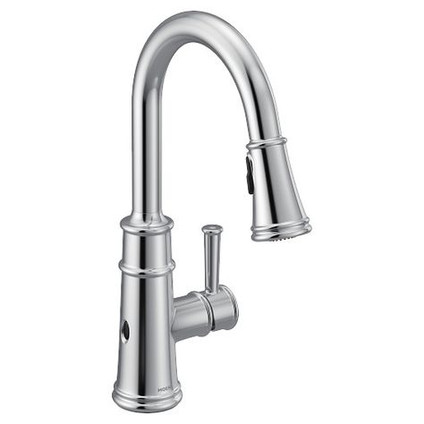 Belfield MotionSense Wave One-Handle High Arc Pulldown Kitchen Chrome Faucet -- 7260EWC -- Moen High Arc Kitchen Faucet, Smart Faucet, Chrome Kitchen Faucet, Chrome Kitchen, Clean Technology, Chrome Faucet, Power Clean, Fast Cleaning, Single Handle Kitchen Faucet