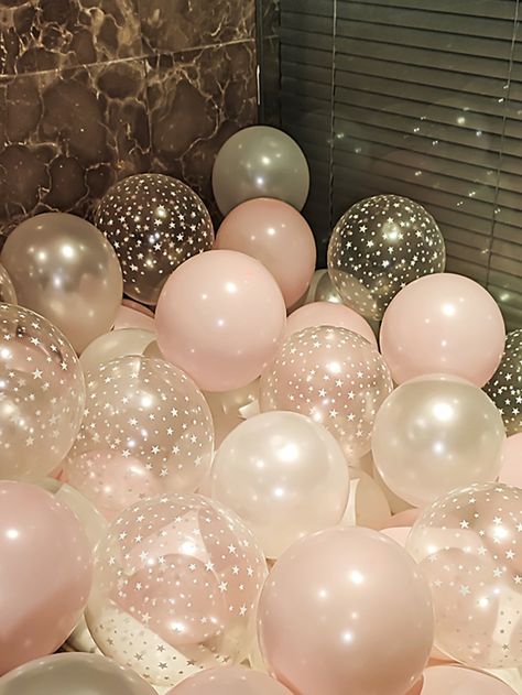 SHEIN X WOTP 30pcs Mixed Color Star Printing Latex Balloons for Birthday, Anniversary, Celebrations, Party DecorationI discovered amazing products on SHEIN.com, come check them out! Light Pink And White Party Decor, 13 Birthday Decor, Pink Gatsby Party, Baby Pink Party Decorations, Pink Sparkle Birthday Party, Rose Gold And Gold Birthday Party, Light Pink Birthday Theme, Light Pink Birthday Decorations, Sweet 16 Birthday Decorations