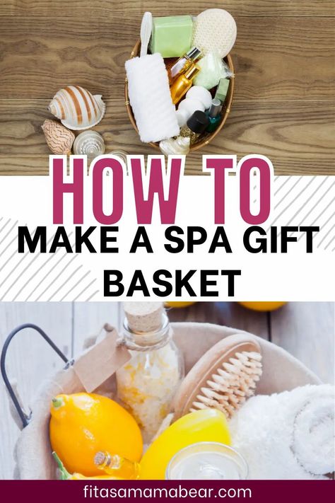 Homemade Spa Day Diy, Bathroom Gifts Ideas, At Home Spa Basket Gift Ideas, Spa Gift Ideas Diy, Spa Night Gift Basket Ideas, Spa Theme Gift Basket Ideas, At Home Spa Gift Basket, Bath Gifts Ideas, Spa Day Goodie Bags Gift Ideas