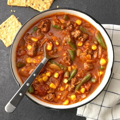 Hearty Beef Veggie Soup Beef Veggie Soup, Low Sodium Soup, Veggie Soup Recipes, Hearty Soup Recipes, Lasagna Soup Recipe, Beef Soup Recipes, Soup With Ground Beef, Hearty Soup, Slow Cooked Meals