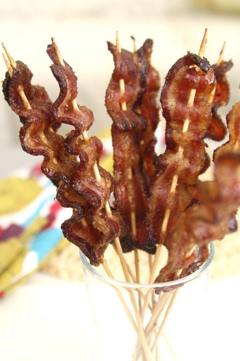 80+ Best Food on a Stick Recipes - How to Make Foods on Sticks��—Delish.com Bacon On A Stick, Candied Bacon, Birthday Brunch, Christmas Brunch, Shower Food, On A Stick, Tasty Bites, Bacon Recipes, Brunch Party