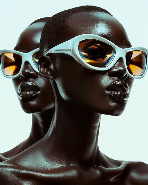 Imagination showcase curated by ThetaCursed, License: CC BY-NC 4.0 Sunglasses Advertising Photography, Afro Cyberpunk, Women With Sunglasses, Film Photography Portrait, Female Modeling Poses, Nightclub Flyer, Futuristic Glasses, Black Effect, Foto Editorial