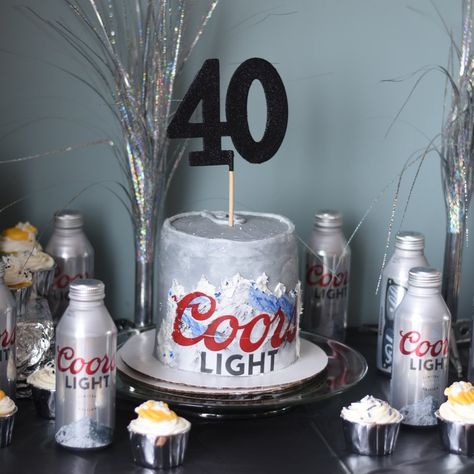 Coors Light Birthday Cake, Coors Light Cake, 30th Birthday Men, Beer Cake, Light Cakes, Coors Light Beer Can, 40th Birthday Parties, Cookie Art, Man Birthday