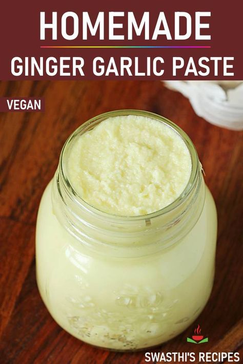 Ginger garlic paste is a basic condiment used in Indian cooking. This post details on how to make ginger garlic paste at home along with tips to store #indian #gingergarlicpaste #homemadegingergarlicpaste #gingergarlic Ginger Paste Recipe, Garlic Paste Recipe, Garlic Ginger Paste Recipe, Ginger Paste, Ginger Garlic Paste, Tandoori Masala, Paste Recipe, Cooking Recipes Healthy, Homemade Spices