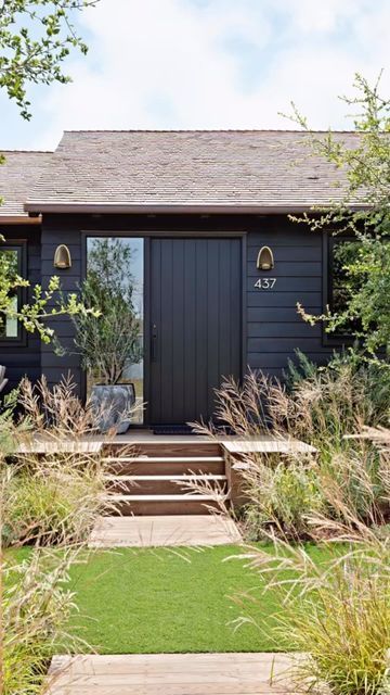 Dark Home Exterior, Industrial Style House, Eric Olsen, California Ranch, Bungalow Renovation, Cabin Exterior, Dark Home, Home Exterior, Farm Stay