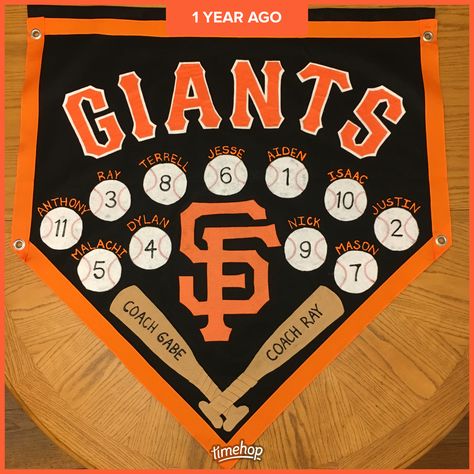 2016 JOBL Giants team banner Baseball Team Poster Ideas, Tball Banner Ideas, Baseball Team Banner Diy, Hockey Banners Ideas, Baseball Team Banner Ideas, Baseball Banner Ideas Little League, Baseball Banner Ideas, Tball Drills, Sewing Banner