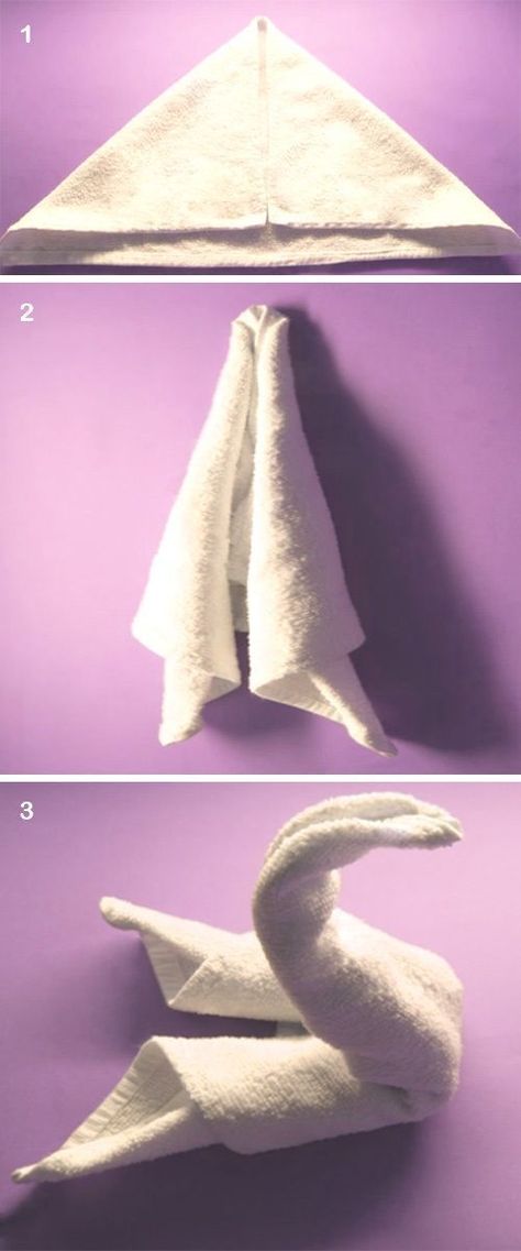 Folding Bath Towels, Romance Decor, Folded Towels, Towel Origami, Folding Towels, Towel Cakes, Towel Animals, Diy Decoracion, Diy Towels