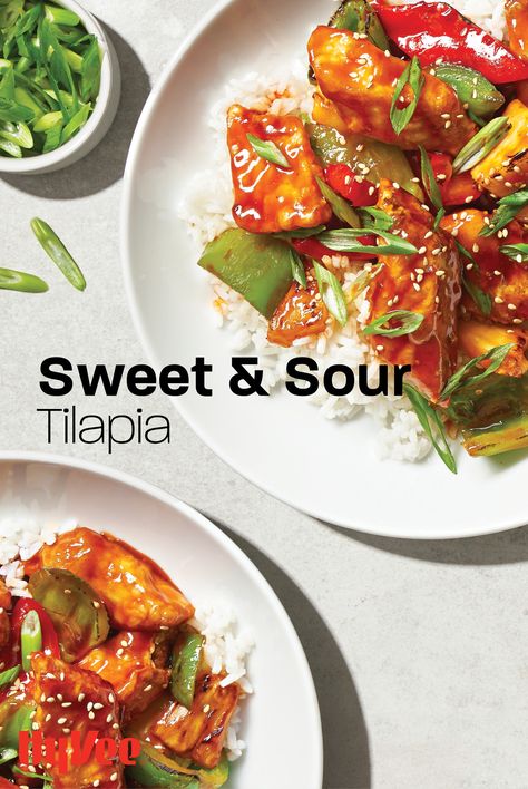 Who needs Asian takeout when you can make your own crispy tilapia stir-fry in a sweet and sour sauce? #Fish Sweet Tilapia Recipes, Chinese Tilapia Recipes, Tilapia Stir Fry, Tilapia Sauce, Gator Recipes, Bacon Appetizers Easy, Crispy Tilapia, Gator Recipe, Vegetable Ideas