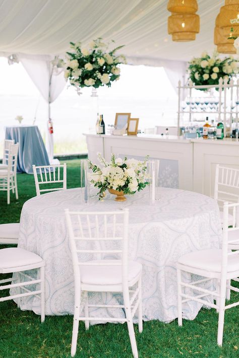 A Coastal Tented Wedding in Blue, White, and Rattan at the Crystal Coast Blue And White Wedding, Tented Wedding, Tent Wedding, Blue Wedding, Powder Blue, Style Me Pretty, White Wedding, Wedding Colors, The Table