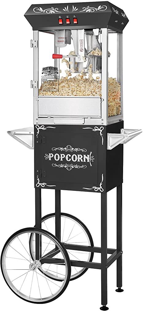 Great Northern Popcorn Black 8 oz. Ounce Foundation Vintage Style Popcorn Machine and Cart Hot Popcorn, Popcorn Cart, Perfect Popcorn, Popcorn Makers, Best Popcorn, Popcorn Kernels, Popcorn Popper, Popcorn Bags, Popcorn Bucket